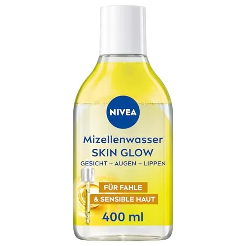 NIVEA Skin Glow Mizellenwasser 400 ml - Gesichtsreiniger mit 5% Serum, Vitamin C & E für strahlende, hydratisierte Haut. Sanfte Reinigung ohne Reiben, ideal für sensible Haut.