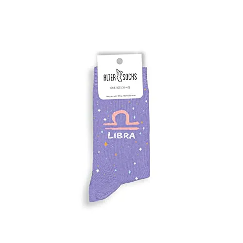 ALTER SOCKS Lustige Socken | Geschenk Waage Sternzeichen | Sternzeichen Socken Damen & Herren | witzige Strümpfe | Größe 36 – 45 (Waage (Libra))