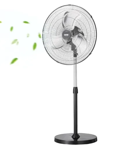 VEVOR 570mm Standventilator - Höhenverstellbar und 3-Gang - Ventilator mit 3 Geschwindigkeitsstufen, höhenverstellbar von 110,5 bis 138 cm. Genießen Sie erfrischenden Luftstrom und individuelle Anpassung für jeden Raum.