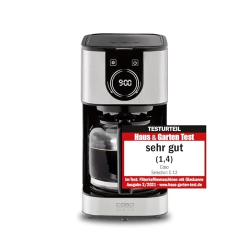 CASO Selection C 12 - Kaffeemaschine mit Edelstahlgehäuse, brüht bis zu 12 Tassen bei optimaler Temperatur für volles Aroma und mit integriertem Timer