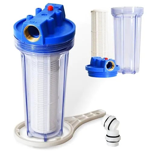 ONBEST Wasserfilter 6000 l/h – 1 Zoll Anschluss mit Messinggewinde - Effektiver Vorfilter für Gartenpumpen und Hauswasserwerke, schützt vor Schmutz und verlängert die Lebensdauer Ihrer Anlagen. Inkl. 2 Adapter für einfache Installation.