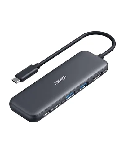 Anker 332 USB-C Hub 5-in-1 - USB-Hub mit 4K-HDMI, 5 Gbit/s Datenübertragung und zwei USB-A-Anschlüssen. Ideal für MacBook Pro und andere Laptops, unterstützt leistungsstarkes Pass-Through-Laden bis 85 W.