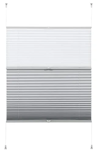 GARDINIA EASYFIX Day + Night Plissee ohne Bohren - Falt-Rollo für flexiblen Sichtschutz - Plissee für Fenster, stufenlos verstellbar, idealer Sichtschutz und optimale Verdunklung, einfache Montage ohne Bohren, 50 x 130 cm.