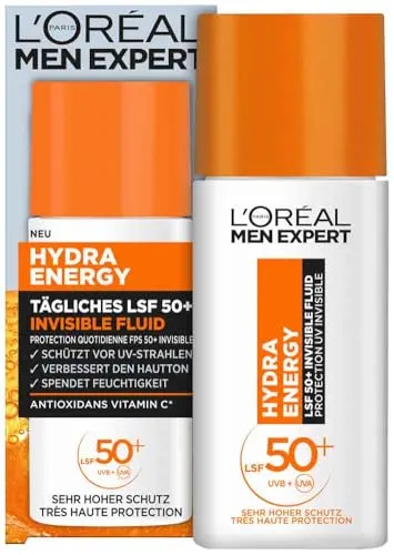 L'Oréal Men Expert UV Sonnenschutz LSF 50 für Männer - Sonnenschutzmittel mit LSF 50, speziell für Männerhaut, bietet effektiven Schutz vor UV-Strahlen und ist ideal für den täglichen Gebrauch.