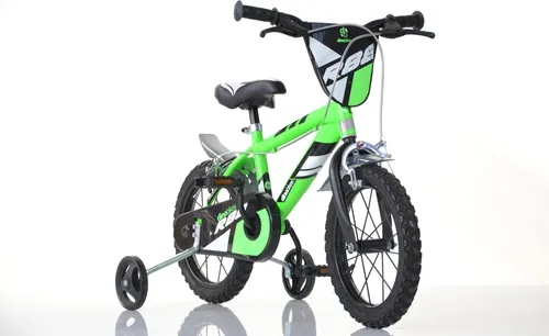 Zoll Kinderfahrrad Mountainbike - Grün 14 Zoll - Kinderfahrzeug mit robustem Hi-Ten-Stahlrahmen, ideal für Radfahranfänger (3-5 Jahre). Verstellbarer Lenker und Sattel, abnehmbare Stützräder für ergonomisches Fahren und Sicherheit.