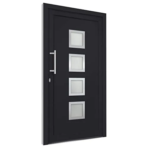 vidaXL Haustür Anthrazit 98x190cm mit Handgriff-Set - Eingangstür mit hochwertigem Rahmen und 5 Pilzkopfverriegelungen für maximale Sicherheit. Komplettes Montageset inklusive Edelstahl-Ziehgriff und Schlüssel.