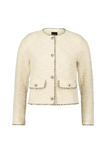 zero Damen Blazer Bouclè mit Knöpfen CreamWhite,40 - Eleganter Blazer für Damen aus hochwertigem Bouclè, figurbetont mit Knopfleiste, ideal für schicke Anlässe oder das Büro.
