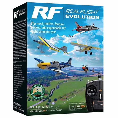 Horizon Hobby RealFlight Evolution Flight Simulator mit Spektrum Controller - Modellbau Simulator Software für realistische Flugerlebnisse, inklusive Spektrum Controller für präzise Steuerung und original verpackt.