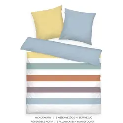 TOM TAILOR HOME Bettwäsche COLORED STRIPES in Gr. 135x200cm, 155x220cm, 200x220cm oder 100x135cm, Renforcé, 3 teilig, new bedroom, gewebtes Label bunt