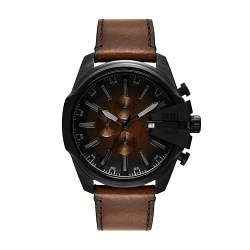 Diesel Chronograph MEGA CHIEF SLIM DZ4692 - Chronograph für Herren mit stylishen Lederarmband, wasserdicht bis 5 bar und Stoppfunktionen – ideal für modebewusste Männer.