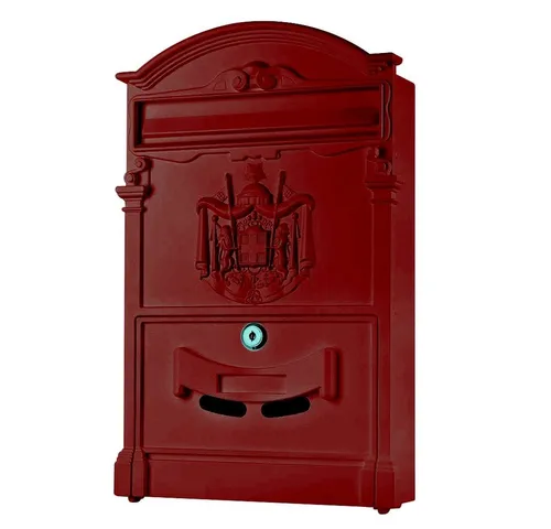Mucola Wandbriefkasten Letterbox - Rot, witterungsbeständig - Briefkastenanlage aus pulverbeschichtetem Stahl, ideal für die Wandmontage, inklusive 2 Schlüssel für optimale Sicherheit und Schutz vor Witterungseinflüssen.