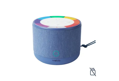 wobie box Streaming-Box mit Spotify Connect, Blau - Streaminggerät mit integriertem Akku für kabellosen Musikgenuss, unterstützt WLAN und Bluetooth, ideal für unterwegs oder zuhause.