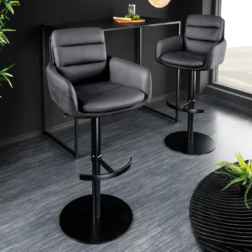riess-ambiente Barhocker BIG GEORGE - Eleganter Tresenstuhl mit Echtleder-Sitzfläche - Barhocker mit 360° Drehfunktion, höhenverstellbar und Armlehnen für optimalen Sitzkomfort. Ideal für stilvolle Hausbars oder Essbereiche.