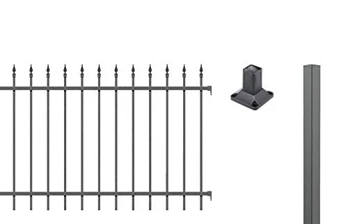 ALBERTS Zaun-Grundset Chaussee, Anthrazit, 100 cm - Gartenzäune: Modernes Zaunsystem mit hochwertiger Kunststoffbeschichtung, idealer Schutz gegen Wind und Wetter, erweiterbar mit Anbausets und Toren.