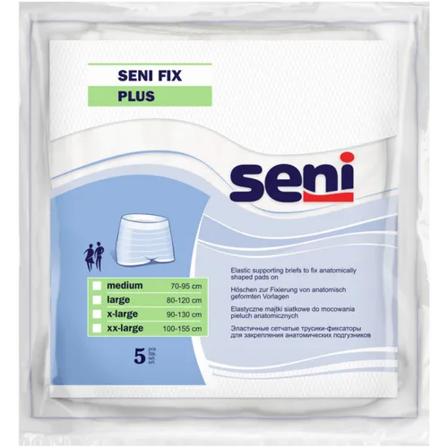 Seni Fix Plus XL, 5 Stück - Elastische Netzhosen für sicheren Halt von Inkontinenzvorlagen. Hoher Tragekomfort, waschbar bis 60 °C und latexfrei für minimiertes Allergierisiko. Ideal für diskrete Anwendung und optimale Bewegungsfreiheit.