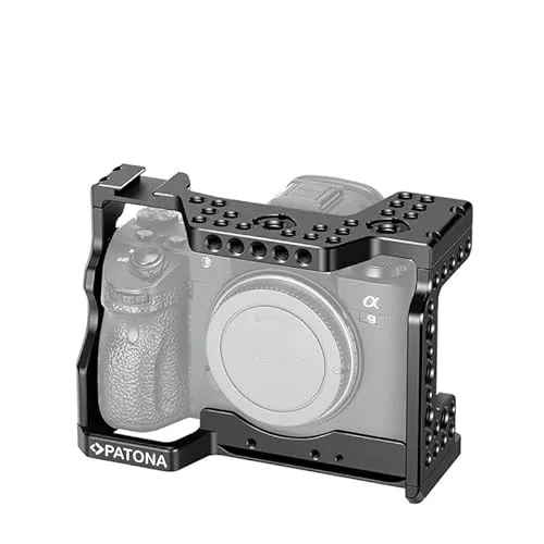 PATONA Premium Cage Käfig für Sony A7R2 A7R3 A9 - Professionelles Videostabilisatoren, schützt Ihre Kamera und bietet vielseitige Montagemöglichkeiten für Zubehör durch 1/4" und 3/8" Gewindebohrungen.