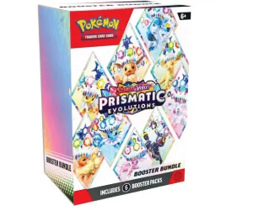 Pokémon TCG: Scarlet & Violet – Prismatic Evolutions Booster Bundle - Sammelkartenspiele: Booster Packs mit 6 glänzenden Booster Packs, die die Evolution von Eevee in Stellar-Farben feiern – perfekt zum Erweitern deiner Sammlung!