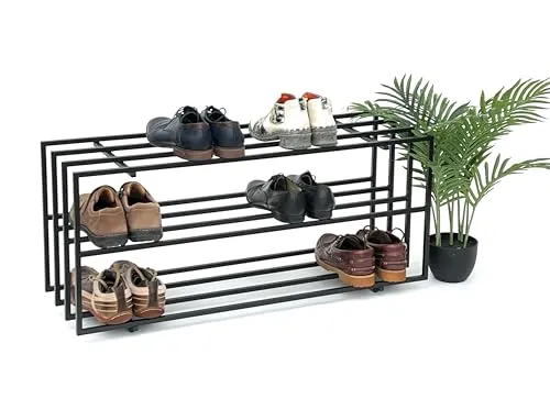 DanDiBo Schuhregal Metall Schwarz - 3 Ebenen für modernen Stil - Schuhregal aus robustem Metall in modernem Design, ideal für die platzsparende Aufbewahrung von Schuhen in jedem Flur oder Eingangsbereich.