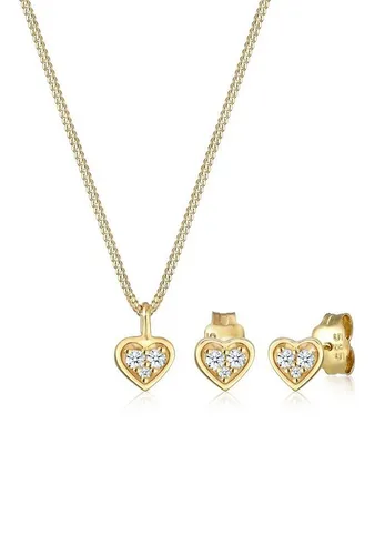 Elli DIAMONDS Schmuckset Herz mit Diamant 0.105 ct in 585 Gelbgold - Schmuck-Set aus handgefertigtem 585 Gelbgold mit einem funkelnden Herz-Anhänger und Diamanten (0.105 ct), ideal für besondere Anlässe.