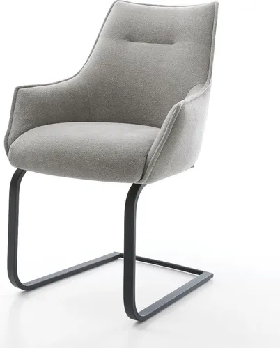 DELIFE Freischwinger Alja-Flex mit Armlehnen in Grau - Eleganter Freischwinger mit Taschenfederkern für hohen Sitzkomfort. Der Strukturstoff Soft in Grau und das edle Metallgestell verleihen jedem Esszimmer einen modernen Look.