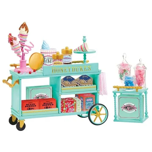 MGA's Miniverse Make It Mini Honeydukes Trolley - Bauspielzeugset mit über 50 Teilen, baue deinen eigenen Mini-Honeydukes-Wagen aus Harry Potter und genieße tolle Lebensmittel-Nachbildungen für Sammler und Kinder ab 8 Jahren.