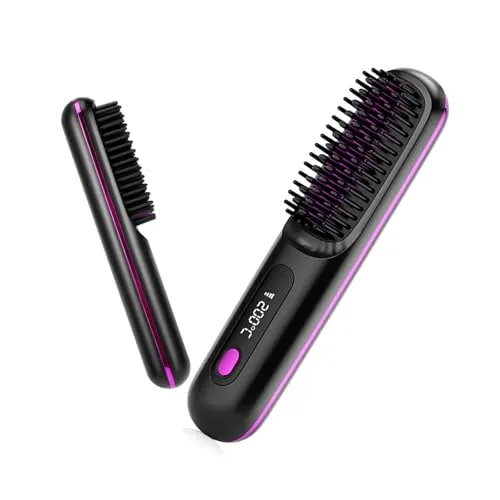 Go Brush Pro – Tragbare Glätteisen Bürste mit Ionen-Technologie - Kabelloser Haarglätter für unterwegs: Mit leistungsstarkem Akku, 3 Heizstufen und MCH-Keramikheizung für schnelles, schonendes Styling. Ideal für Reisen und schnelle Nachbesserungen.