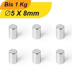 Stück Neodym Magnet 5mm x 8mm Supermagnete hohe Haftkraft Scheibenmagnet 50