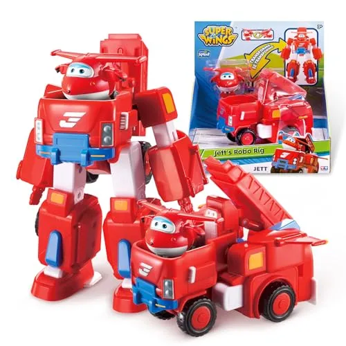 Super Wings Jett Robo Rig Transformations-Flugzeug - Action- & Spielfiguren, ca. 18 cm groß, perfekt für Kinder von 3-4 Jahren und begeistert durch seine Verwandlungsfunktion in einen Roboter.