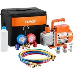 VEVOR Vakuumpumpe und Manometer-Kit 3,5CFM - Vakuumgeräte, leistungsstarke 3,5 CFM Pumpe für effizientes Entlüften, ideal für HVAC-Anwendungen und Kältemittel wie R134a und R22.