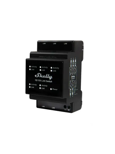 Shelly LAN Switch - DIN-mountable Ethernet Switch mit 5 RJ45 Ports, zuverlässige Netzwerkverbindung ohne umfangreiche Verkabelung