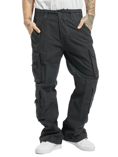 BRANDIT PURE VINTAGE TROUSER CARGOHOSE HOSE bis 7XL (Anthrazit) - Wanderhosen mit authentischem Used-Look, weitenverstellbarem Beinsaum und 4 großen Cargotaschen für optimalen Stauraum.