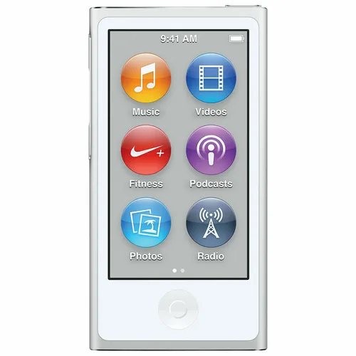 Apple iPod Nano 7G Silber 16GB - Mobile Audio-Player mit 30 Stunden Akkulaufzeit, Bluetooth-Konnektivität und integriertem FM-Radio für grenzenlosen Musikgenuss.