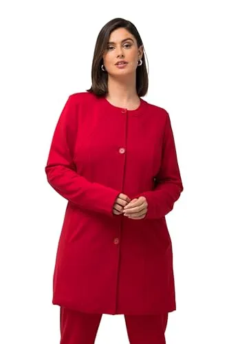 Ulla Popken Damen Longblazer - Modischer Jersey Blazer in Rot - Blazer für Damen mit modischen Ziernähten, Rundhals und hochwertigen Jersey, ideal für elegante Anlässe oder den Alltag.