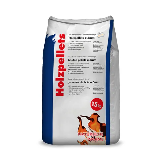 Holzpellets 6mm, 15 kg Sack – Hoher Heizwert, ohne künstliche Presshilfsmittel