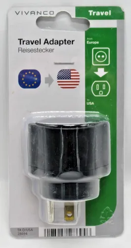Vivanco Reisestecker Europe to USA Stecker schwarz 286946