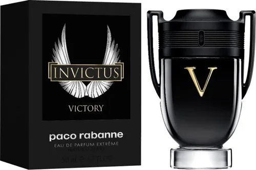 Rabanne Invictus Victory Eau de Parfum 50 ml - Herrendüfte mit einzigartigen Akkorden für langanhaltende Intensität. Belebender Zitruspfeffer trifft auf kräftigen Weihrauch, vereint mit Tonkabohne und Vanille für einen kraftvollen Duft.