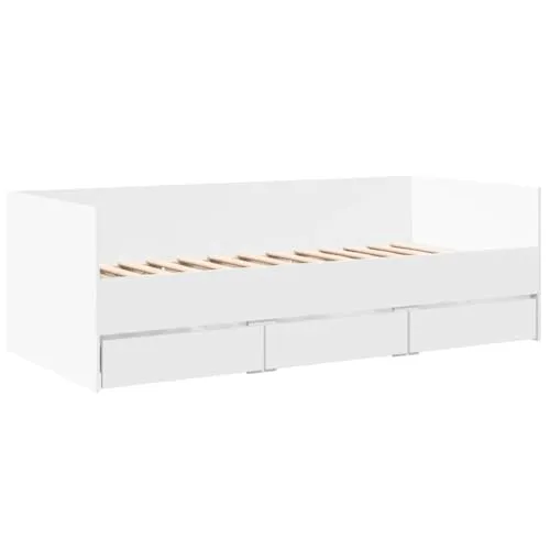 vidaXL Tagesbett mit Schubladen 100x200 cm - Vielseitiges 2-in-1 Tagesbett in Weiß, das tagsüber als Sofa und nachts als Bett dient. Mit 3 Schubladen für optimalen Stauraum. Ideal für Wohn- oder Schlafzimmer!