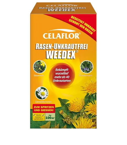 Weedex Rasen-Unkrautfrei - Pflanzenschutzmittel für 100 m² - Unkrautvernichter für Rasen, nicht bienengefährlich und ideal gegen Löwenzahn. Perfekt für die Pflege Ihres Gartens!