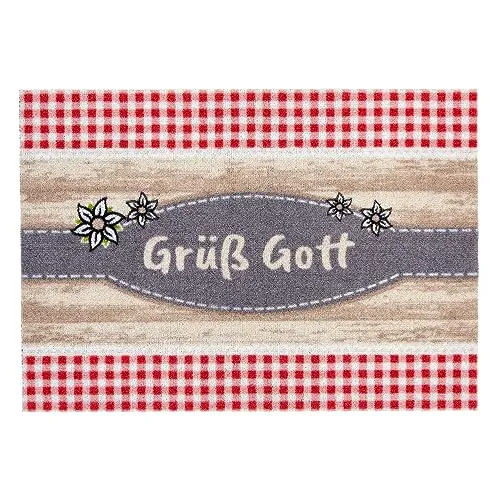 Astra rutschfeste Fußmatte innen Türvorleger - Pflegeleichte Schmutzfangmatte waschbar Fußabtreter - Homelike Sauberlaufmatte 40x60 cm Grüß Gott