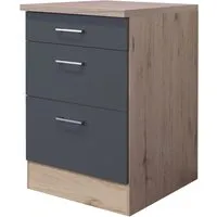 Flex Well Auszugunterschrank Tiago 60x60x85 cm - Praktischer Auszugunterschrank in basaltgrau matt, ideal für engen Stauraum in der Küche. Bietet strukturierten Stauraum und moderne Optik, perfekt für jedes Küchendesign.