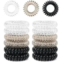12er Set Spiral Haargummis für Damen – Elastische Telefonkabel-Haarbänder - Praktisches 12er Set Spiral Haargummis in 3 Farben. Ideal für unterwegs, schonend für das Haar und wasserdicht. Perfekt zum Schwimmen und Duschen. Hochwertige Elastizität für langlebige Nutzung.