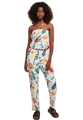 Urban Classics Damen Viscose Bandeau Jumpsuit in Whitesandfruity, XS - Stylischer Damen Jumpsuit für unkompliziertes Styling, ideal für Sommer und Freizeit. Kombinierbar mit Sandalen oder Sneakern für vielseitige Looks.
