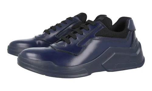 LUXUS PRADA SNEAKER SCHUHE 2EG210 BLAU LEDER NEU 6,5 40,5 41