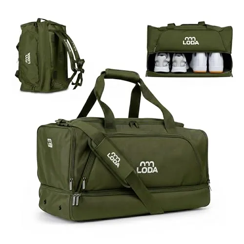 LODA compact (48L) Multifunktions-Sporttasche - Praktisch mit Rucksackfunktion und Schuhfach - Ideal für Sport und Alltag! Die 48L Sporttasche bietet Platz für zwei Paar Schuhe, ein Nassfach für verschwitzte Kleidung und ein sicheres Wertsachenfach. Komfortabel transportierbar dank Rucksackfunktion und durchdachter Fächeraufteilung.