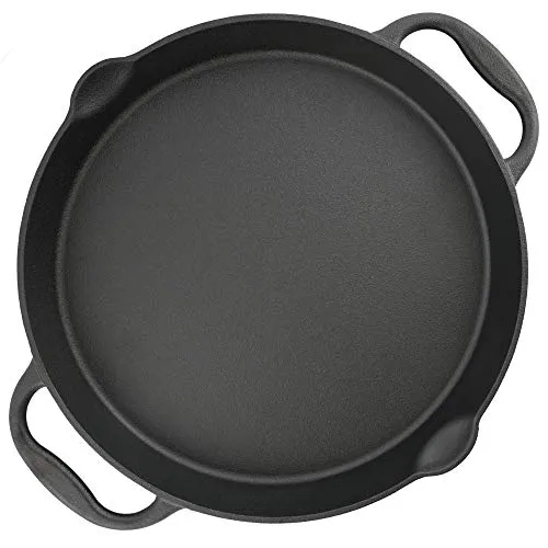 BBQ-Toro Gusseisen Grillpfanne Ø 40 cm - Pfannen - Ideal für Grillküche und Camping, bereits eingebrannt und vielseitig einsetzbar auf allen Kochstellen, perfekt für Steaks und Grillgerichte.