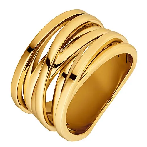 Heideman Ring Damen Serpi goldfarbend aus Edelstahl goldfarbend matt Damenring für Frauen Damenring für Frauen ohne Stein
