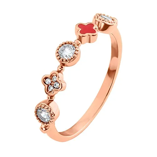 Heideman Ring Adria Damen aus Edelstahl rosegold farbend matt poliert Damenring für Frauen mit Stein weiss rose vergoldet
