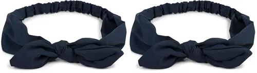 styleBREAKER Damen Haarband einfarbig mit Schleife und Gummizug, Stirnband, Headband, Pinup, Rockabilly, Haarschmuck 04026035, Farbe:Dunkelblau