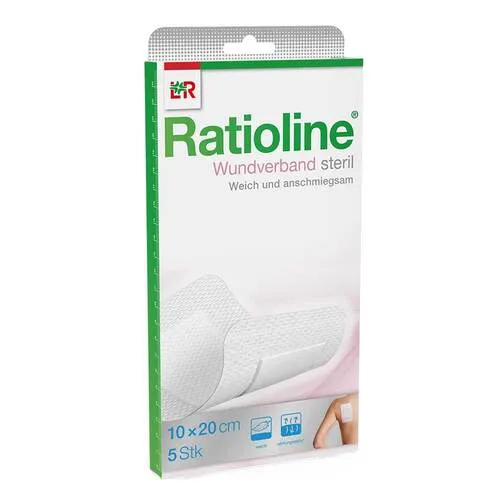 RATIOLINE Wundverband 10x20 cm steril - 5 Stück - Hochwertige sterile Wundverbände in praktischer 5er-Packung. Ideal für die zuverlässige Versorgung von Wunden, schützt und bietet Komfort für den täglichen Einsatz.