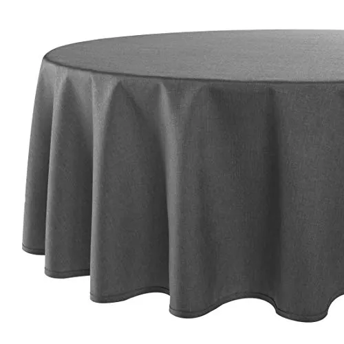 Tischdecke Wien, edle Leinenoptik, Wasserabweisend, Moderne Tischwäsche mit Fleckschutz, anthrazit, 140 cm rund